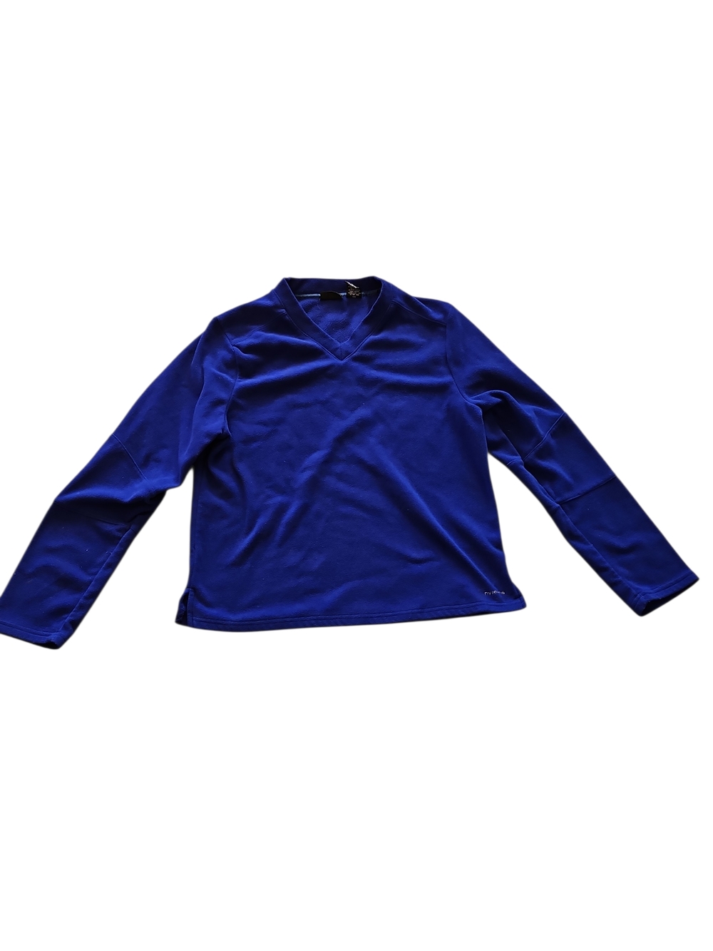 Cobalt Blue V-Neck Long Sleeve Fleece Top Size Large
